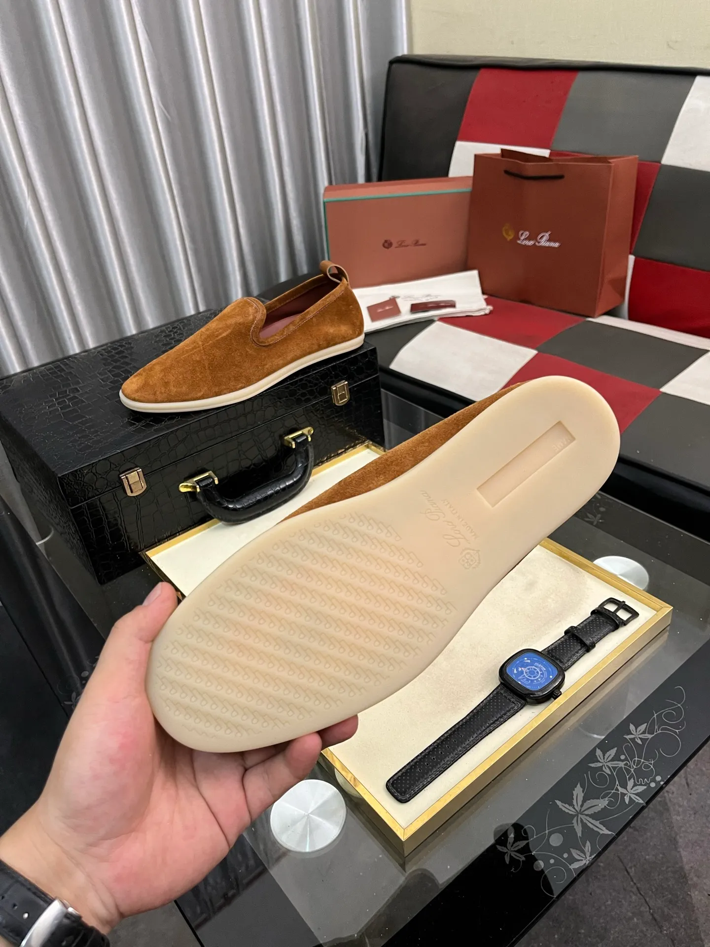 Men's men's shoes 💰420⌚️⌚️Loro*Piana pure original 2023 soft and comfortable LP deerskin flat casual star same style slip-on Loft men's shoes size 38-44